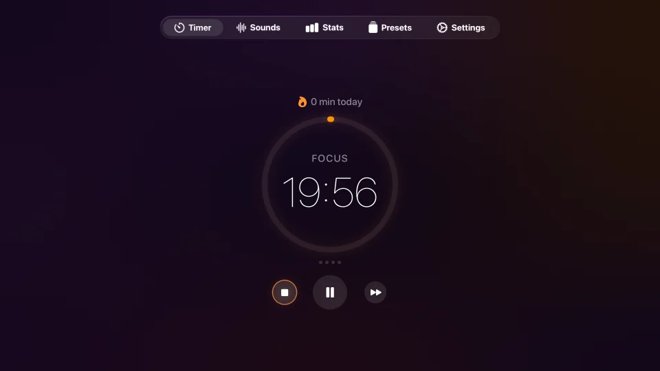 LowfiTimer on Apple TV | full-screen ambient focus environment